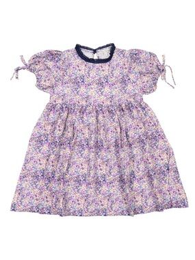 Bebe Organic Nostalgia Short Sleeve Julia Dress Girls 5 Purple Floral Print